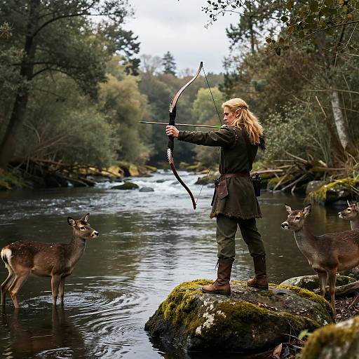 Elven Ranger by Riverside Forest