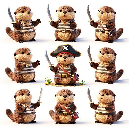 Playful Pirate Otters Character Concept