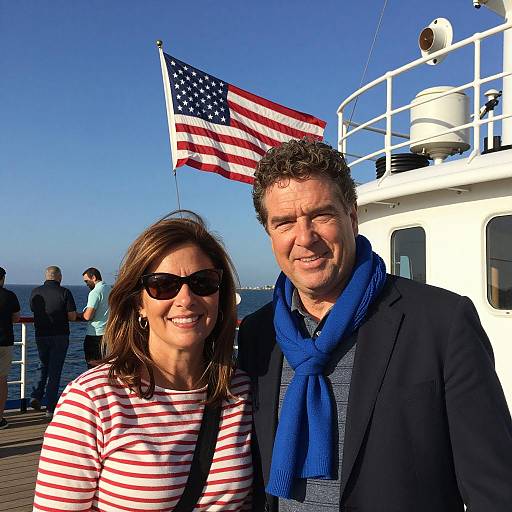 Joyful Voyage: Couple on Ship's Deck