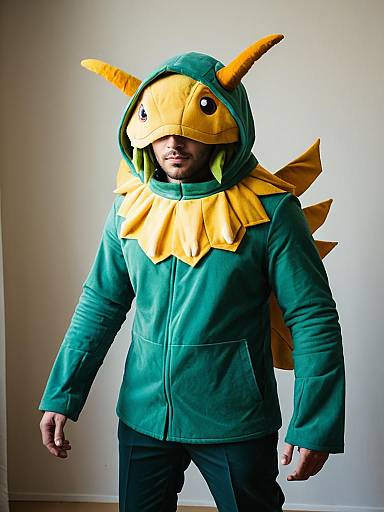 Man Wearing Wormmon Cosplay Costume