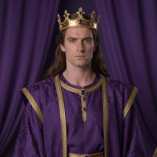 Medieval King in Purple Robe