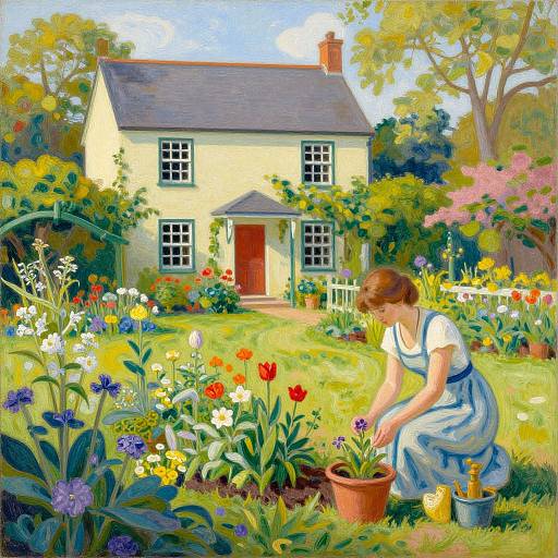 Woman Gardening Art Print Cover