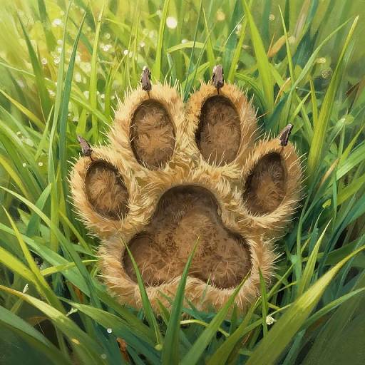 Lion Cub Paw Print in Grass