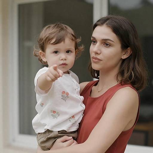 Woman Holding Child by Window