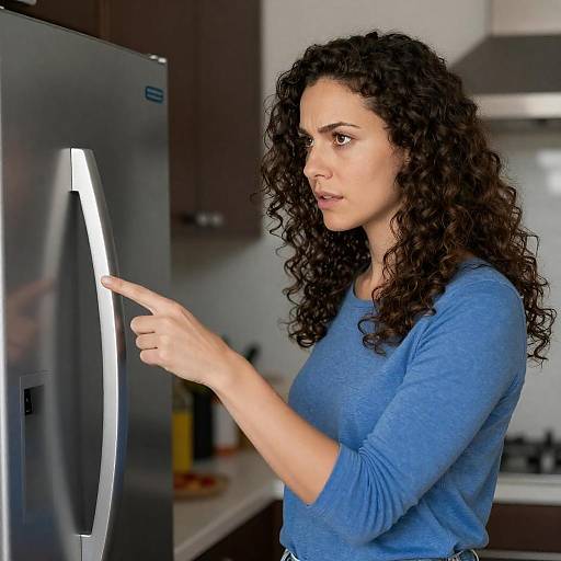 Focused Woman in Casual Kitchen Setting