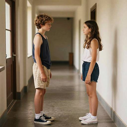 O'Keeffe-Style Corridor: Boy and Girl