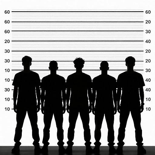 Silhouetted Men Against Height Chart