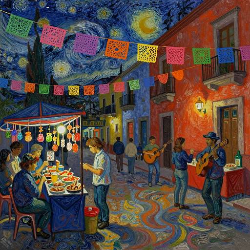 Van Gogh Style Mexico City Street Fair