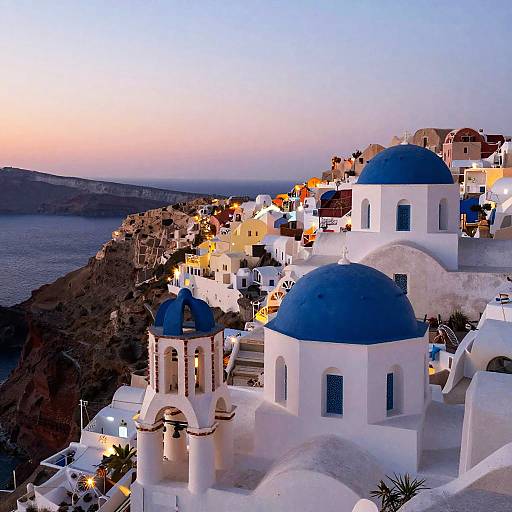 Colorful Mediterranean Village at Sunset