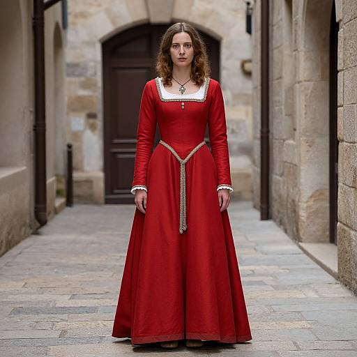Burgundy Medieval Dress in Alley