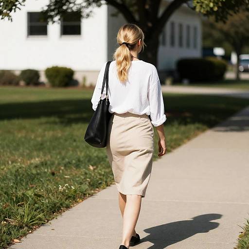 Woman Walking on Concrete Path