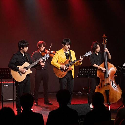Live Band Performance on Red-Lit Stage