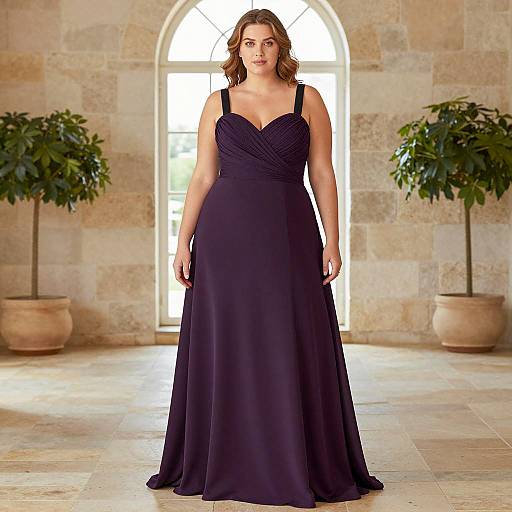 Plus Size Woman in Dark Purple Evening Gown