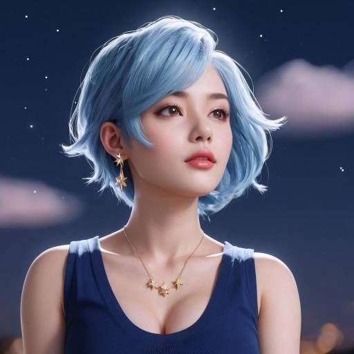 Elegant Girl Under a Starry Sky