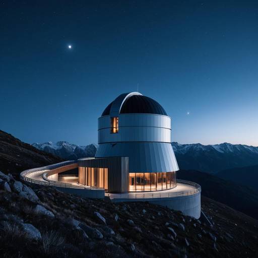 Modern Mountain Observatory at Night