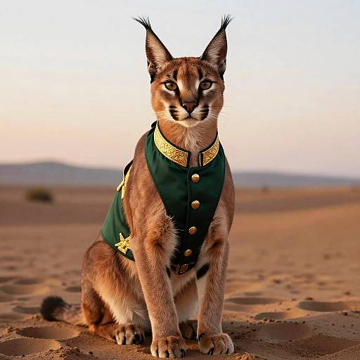 Regal Caracal in Elegant Vest