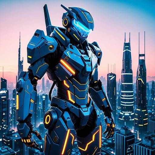 Futuristic Mech Pilot in Cyberpunk City