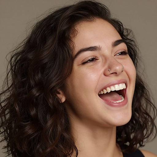 Candid Portrait of Laughing Woman