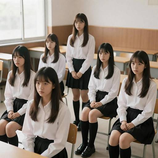 Focused Young Women in Classroom Setting