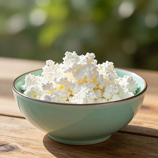Cottage Cheese in Teal Ceramic Bowl