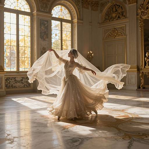 Elegant Veil Dance in Palace Ballroom