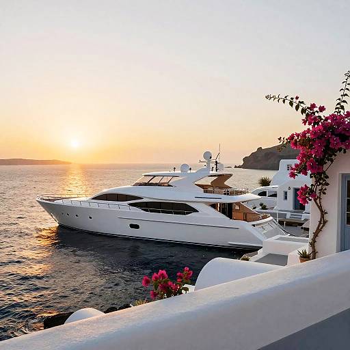 Luxury Yachts at Santorini Sunset