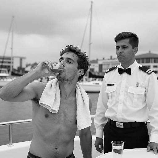 Casual Yacht Life: A Black-and-White Moment