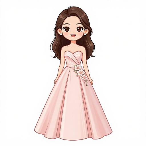 Elegant Woman in Blush Pink Gown