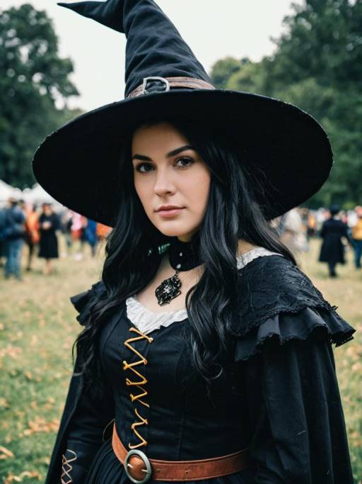 Woman in Elizabethan Witch Costume