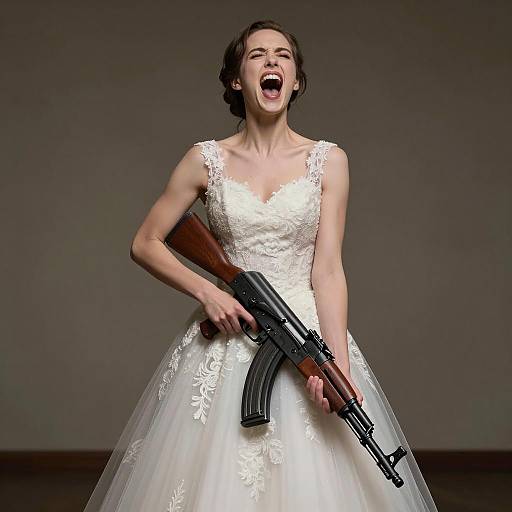 Dramatic Bridal Portrait with Weapon