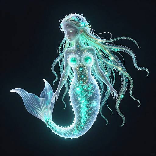 Glowing Surreal Aquatic Mermaid
