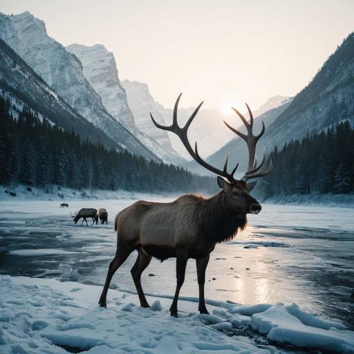 Majestic Elk in a Frosty Valley Scene Majestic Elk in a Frosty Valley Scene