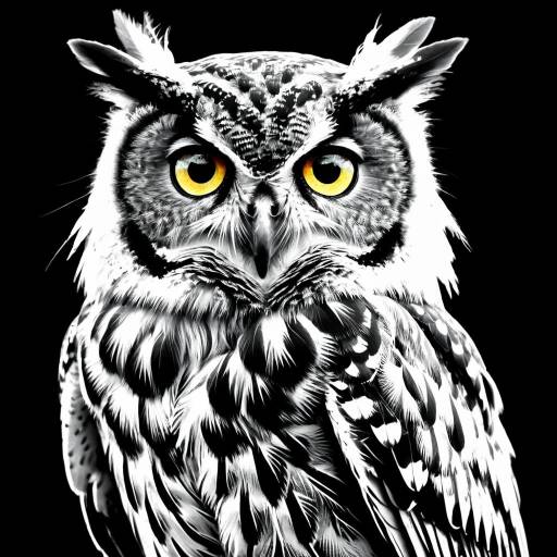 Monochromatic Owl with Yellow Eyes