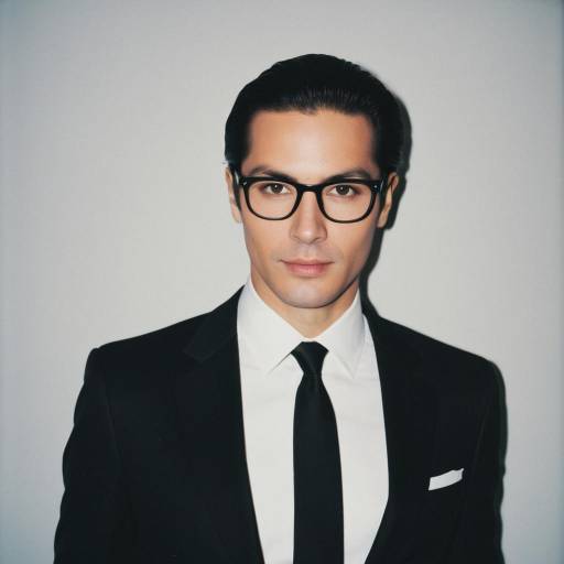 Elegant Man in Black Suit and Glasses