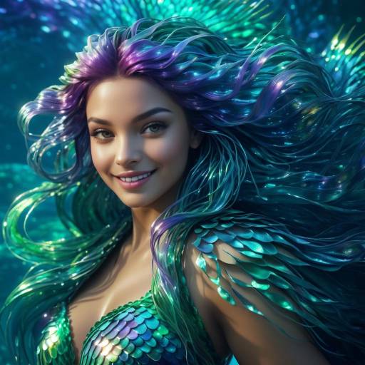 Enchanted Mermaid Portrait with Iridescent Scales