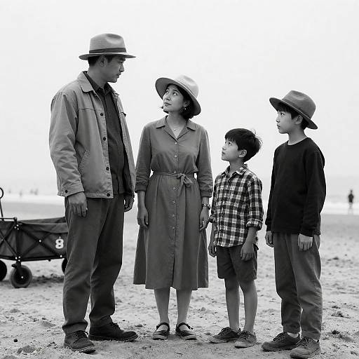 Timeless Beach Moments in Black and White