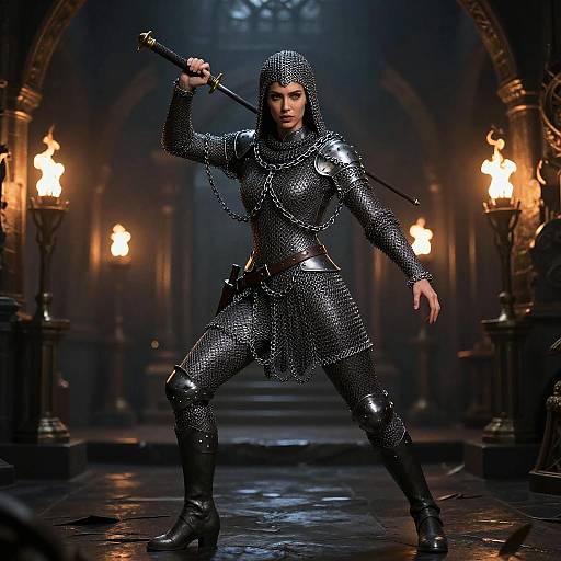 Female Rogue in Chain Mail Armor