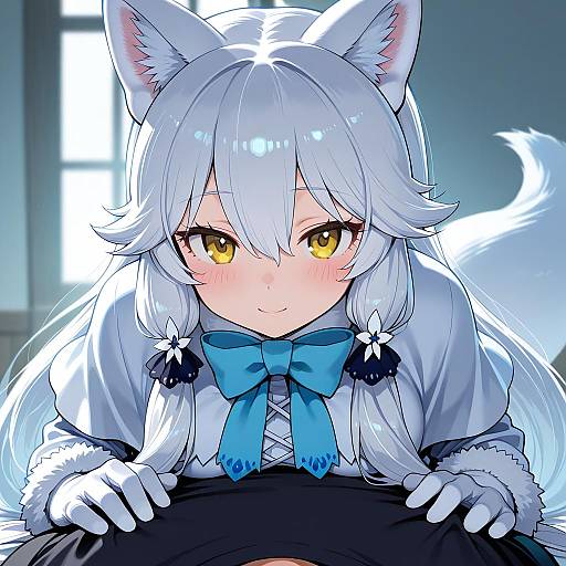 Illustration of Arctic fox (kemono friends), kemono friends in the style of Sakayama shinta