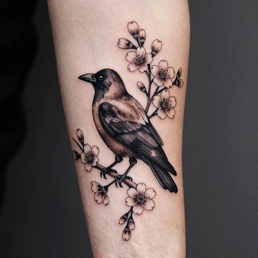 Elegant Minimalistic Crow Tattoo Design