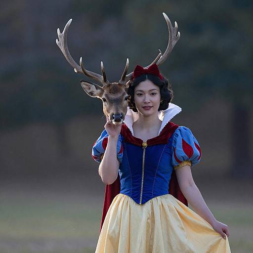 Deer as Snow White Serene Portrait