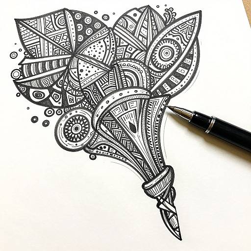Intricate Black and White Doodle Art