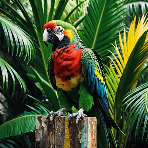 Colorful Parrot in Tropical Jungle Colorful Parrot in Tropical Jungle