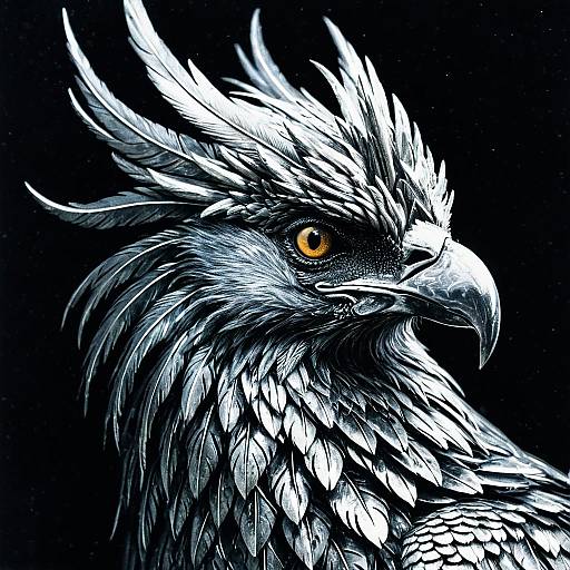 Vibrant Portrait of a Silver Phoenix