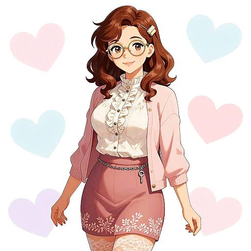 Warm Anime Librarian in Pastel Colors