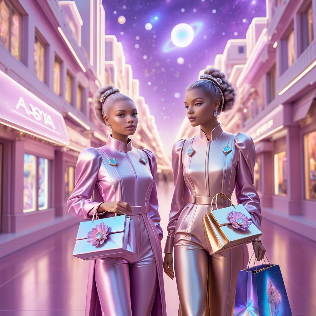 Futuristic Space Travelers in Pastel Glow