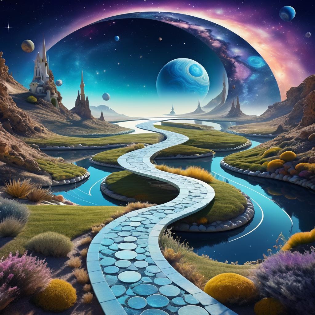 Surreal Cosmic Pathway in Dreamscape