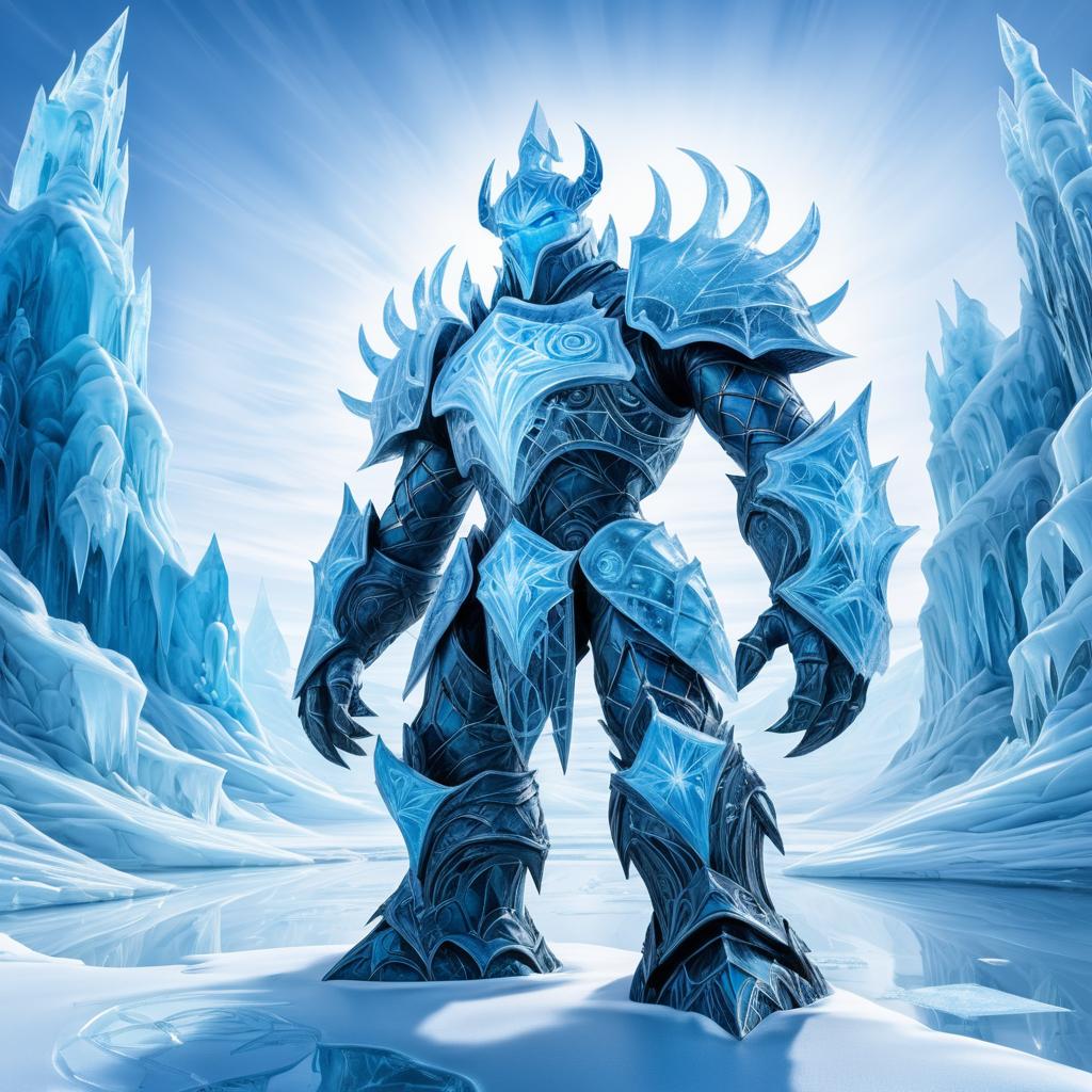 Enchanting Ice Golem in Frosty Landscape