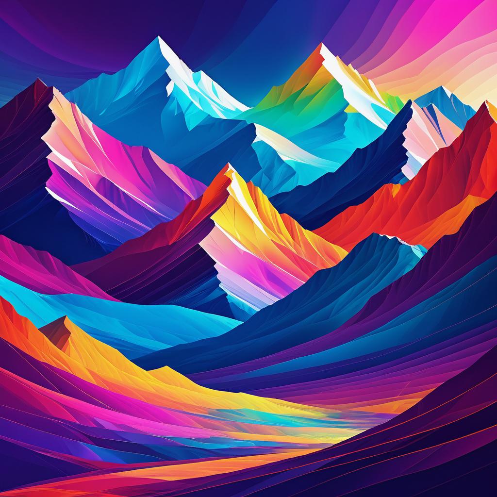 Vibrant Abstract Mountains in Digital Art