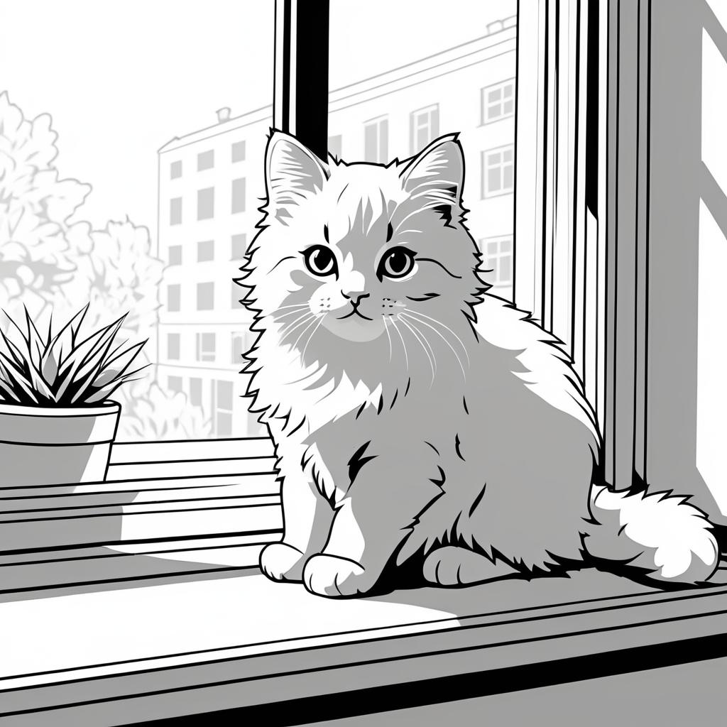 Doodle Style Kitten Coloring Page