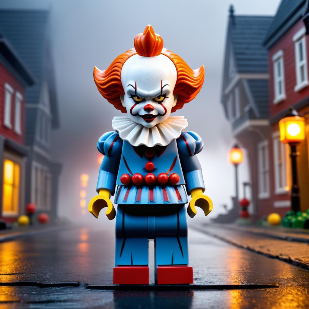 Detailed Lego Pennywise Figurine in Derry